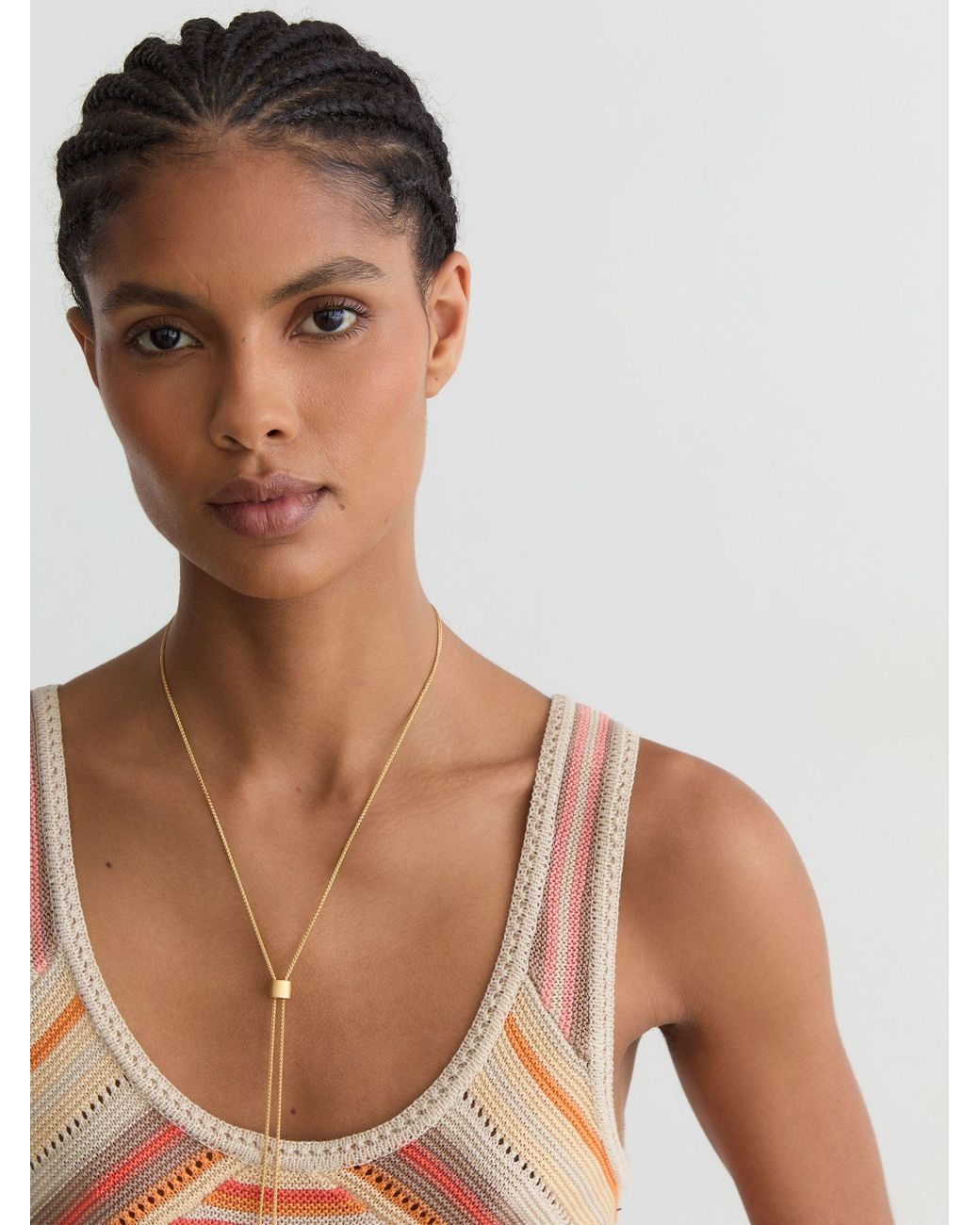 Reiss Multicolor Miriam - Neutral/coral Striped Knit Scoop-neck Vest, M (us 8-10)