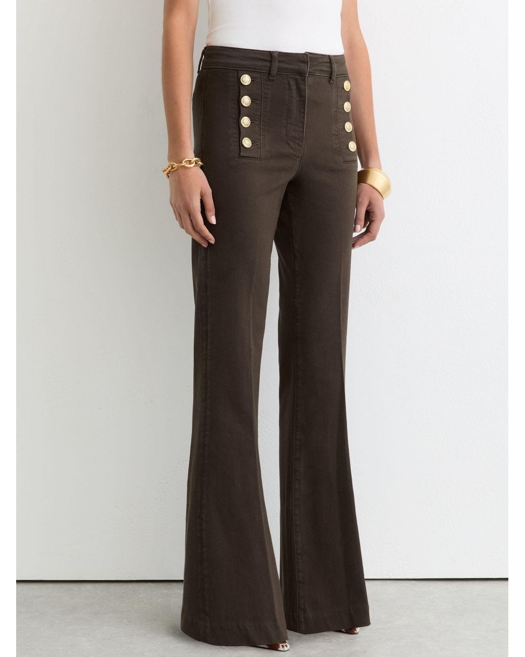 Reiss Multicolor Button-Detail High-Rise Flared Jeans