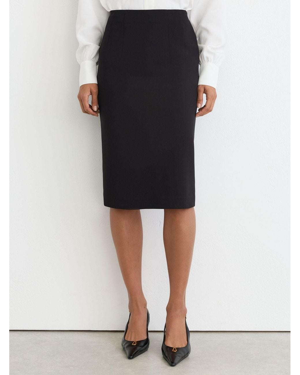Reiss White Veronica High-Rise Pencil Midi Skirt