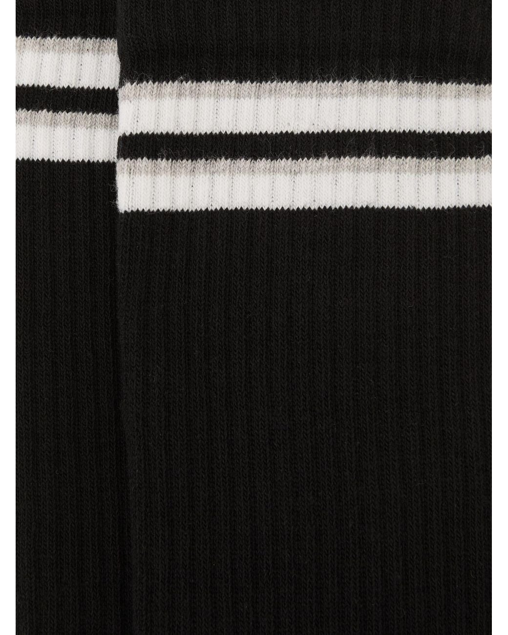 Reiss Nori - Black/white Cotton-blend Ribbed Stripe-detail Socks, M-l for men