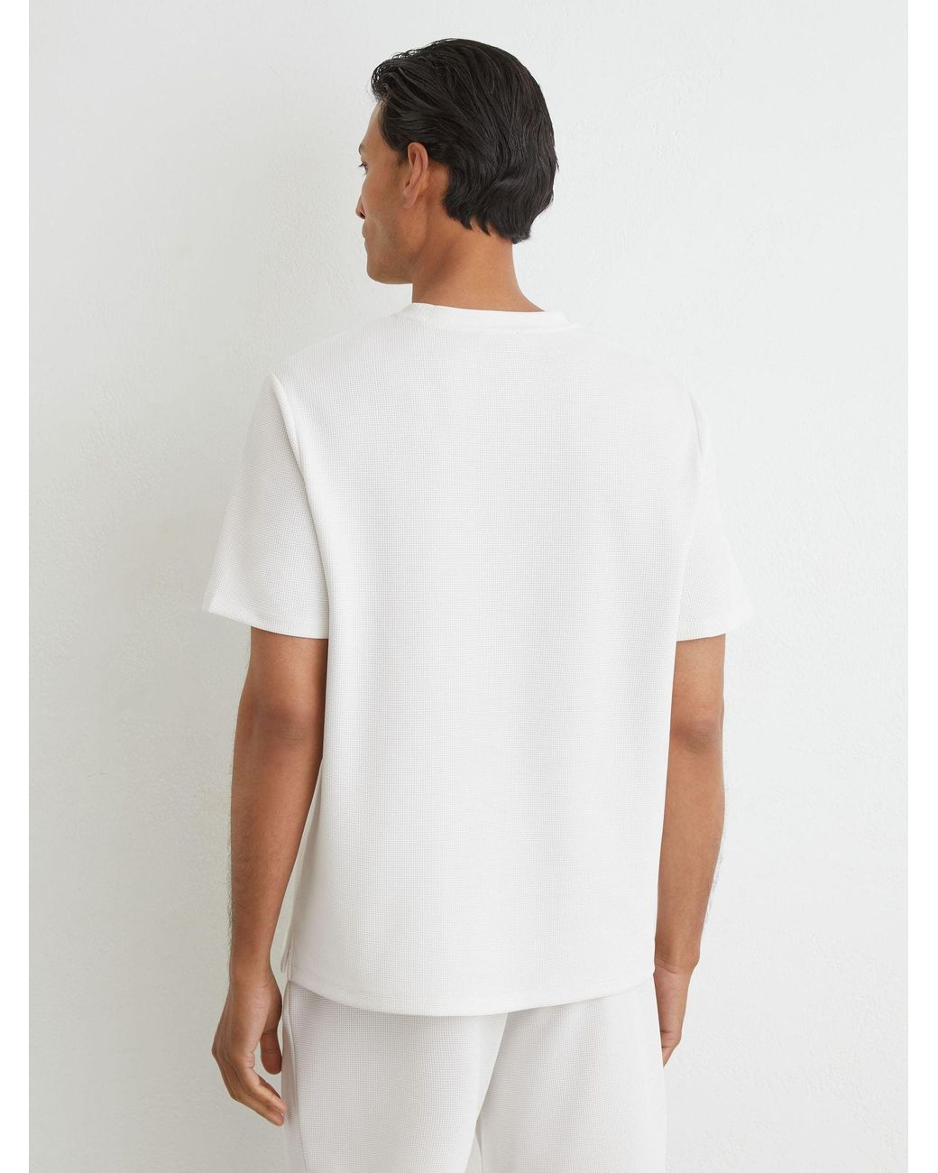 Reiss White Textured Modern-Fit Crew-Neck T-Shirt for men
