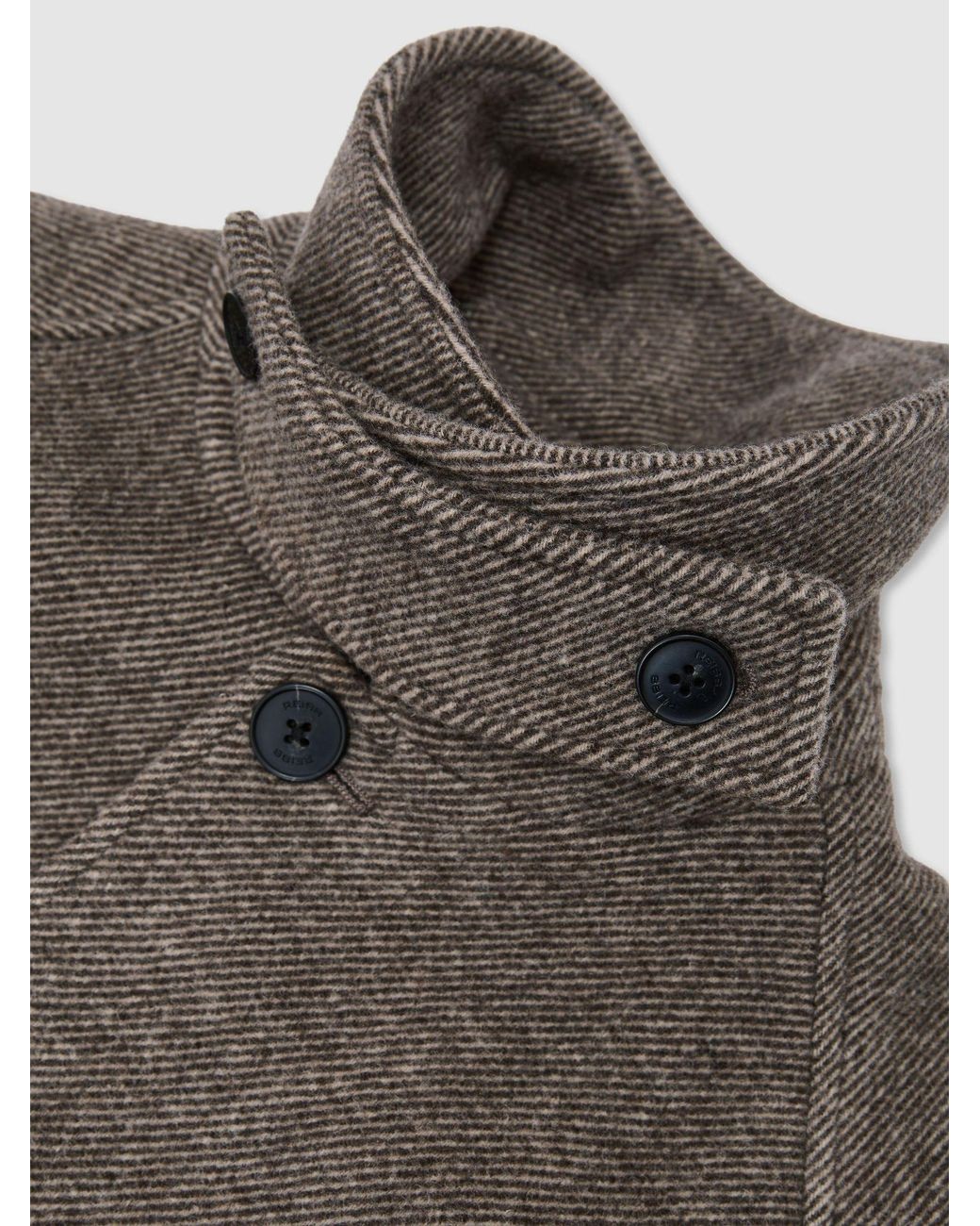 Reiss Black Monogram Wool-Blend Twill Relaxed Raglan Overcoat for men