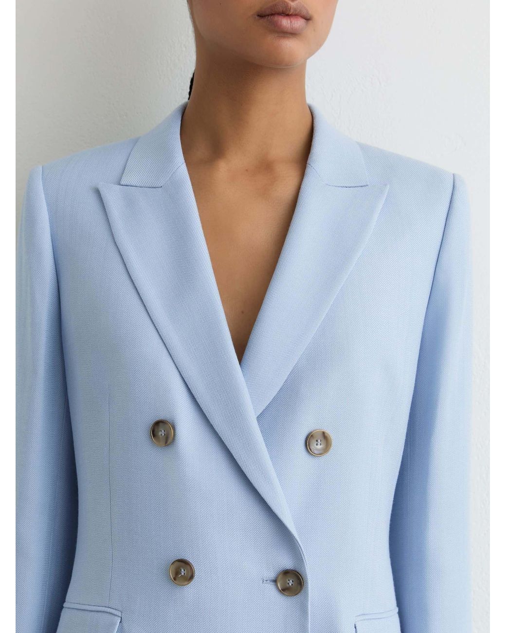 Reiss Blue Double-Breasted Peak-Lapel Suit Jacket