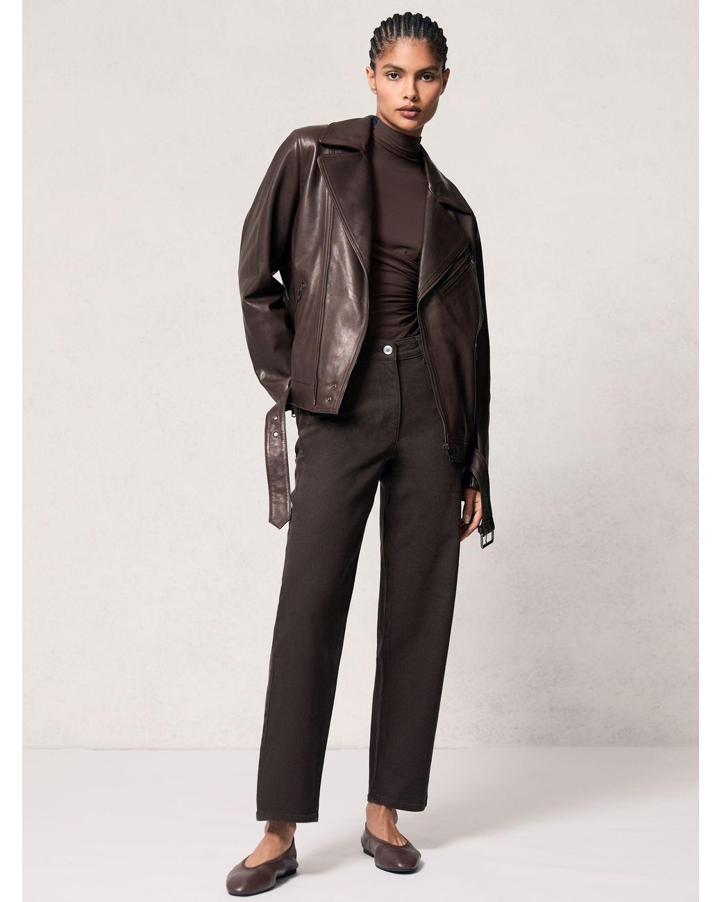 Reiss Leather Biker Jacket in Black | Lyst