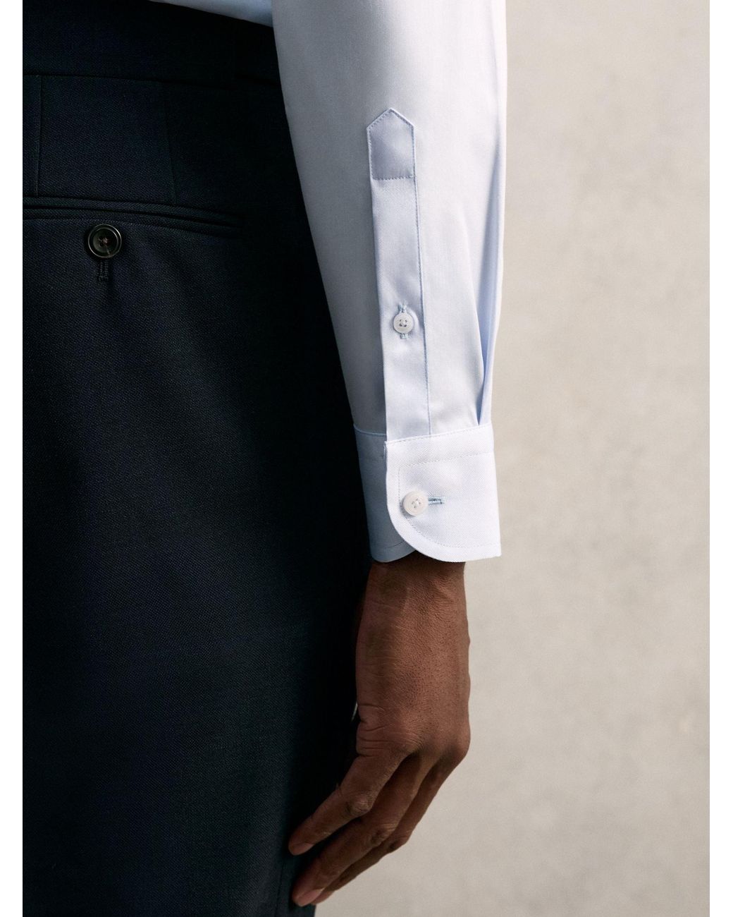 Reiss Blue Slim Fit Cotton Pin Collar Shirt for men