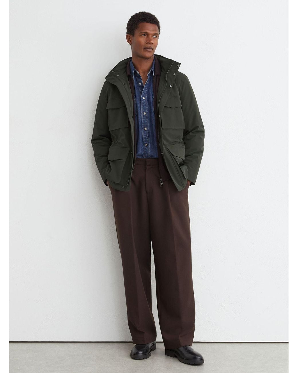 Reiss Green Four-Pocket Hooded Jacket With Removable Gilet for men