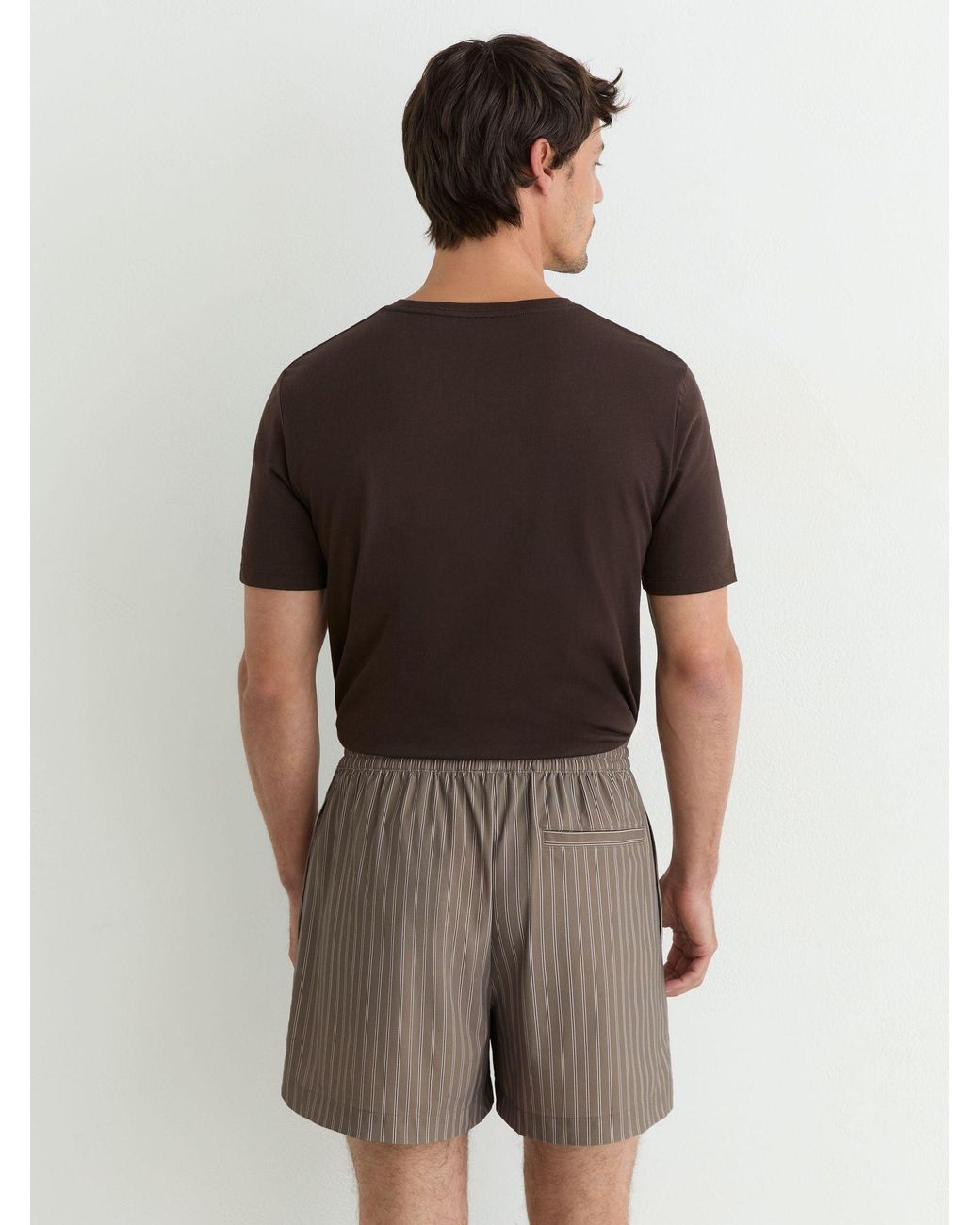 Reiss Brown Stripe Drawstring Shorts for men