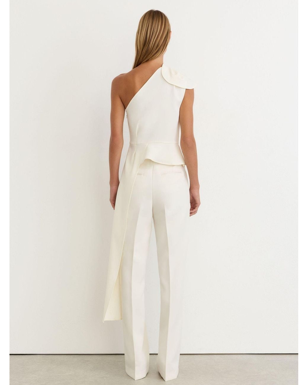 Reiss Natural One-Shoulder Structured-Frill Top