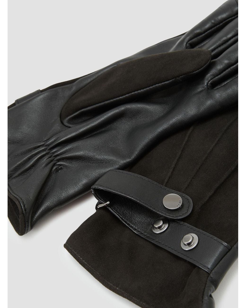 Reiss Black Grady - Charcoal Suede And Leather Driving Gloves, S for men