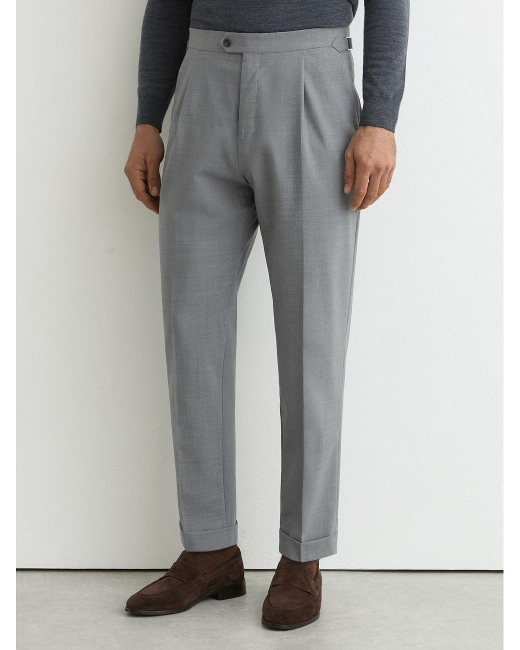 Reiss Gray Adjuster - Light Grey Promise Adjuster Tailored-fit Side-adjuster Suit Trousers Wool-blend, 32w X 31l (uk 32 R) for men