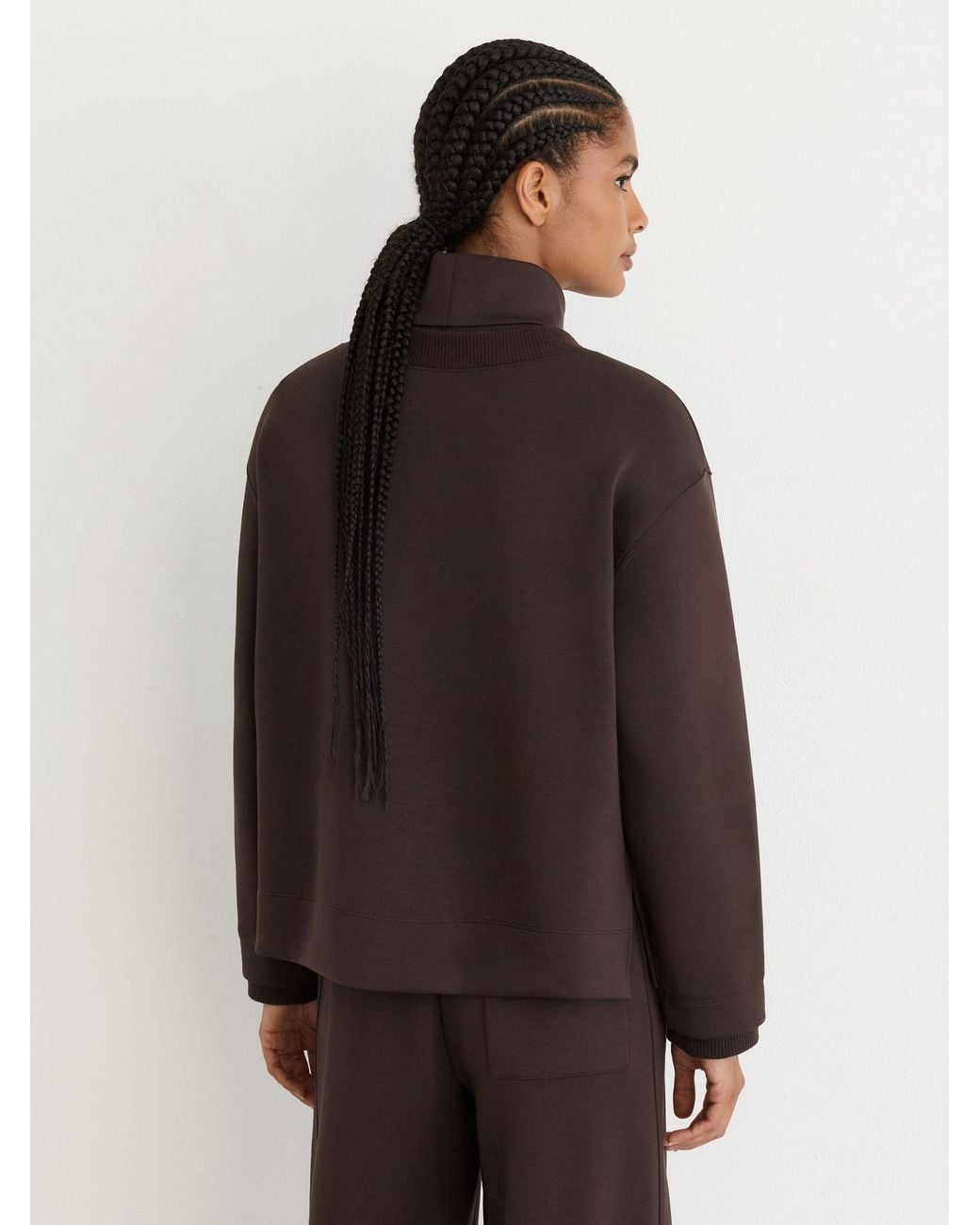 Reiss Abigail - Dark Chocolate Brown Premium Interlock Double-layer Sweatshirt, S (us 4-6)
