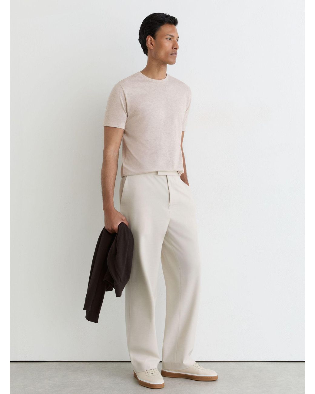 Reiss Multicolor Wheat Melange & Coco Bless Pack Cotton Crew-Neck Tailored-Fit T-Shirts-Pack for men