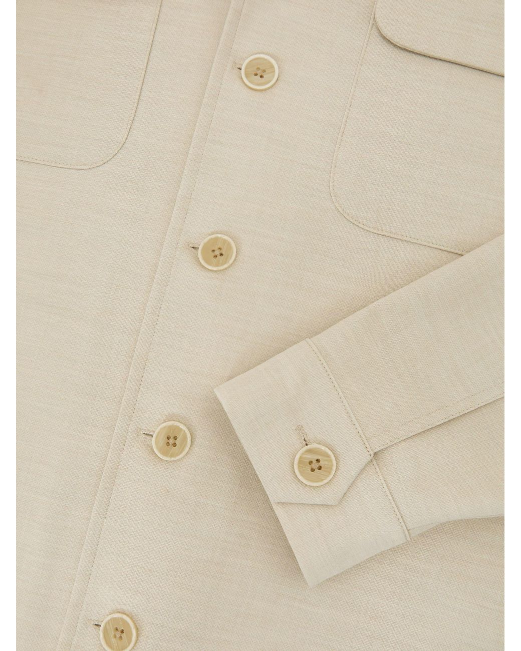 Reiss Natural Twin-Pocket Button-Through Overshirt for men