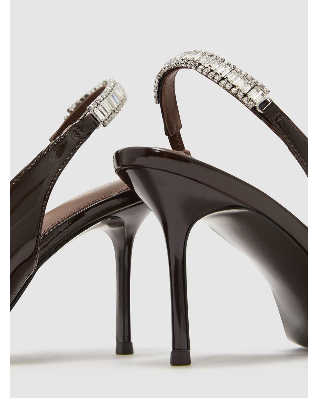 Reiss White Patent Leather Crystal-Slingback Court Shoes