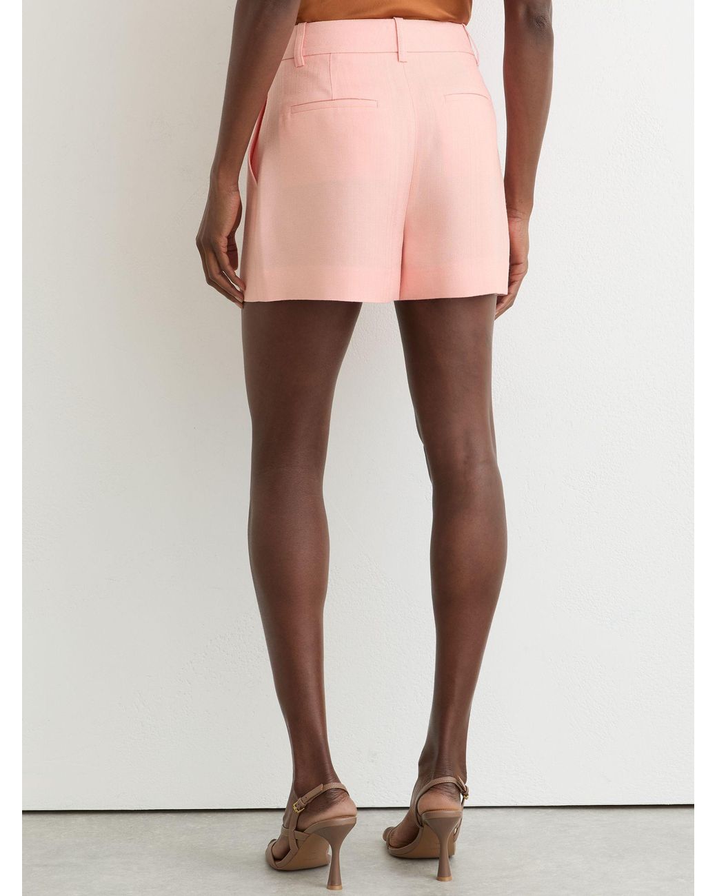 Reiss Pink Magda Mid-Rise Tailored Shorts