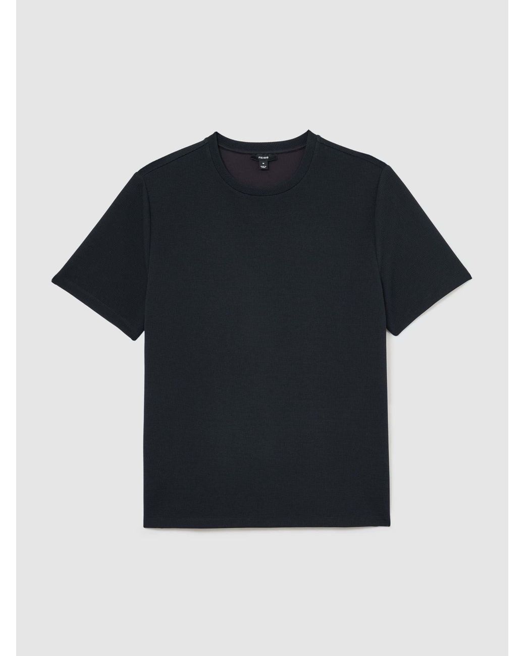 Reiss Blue Textured Modern-Fit Crew-Neck T-Shirt for men
