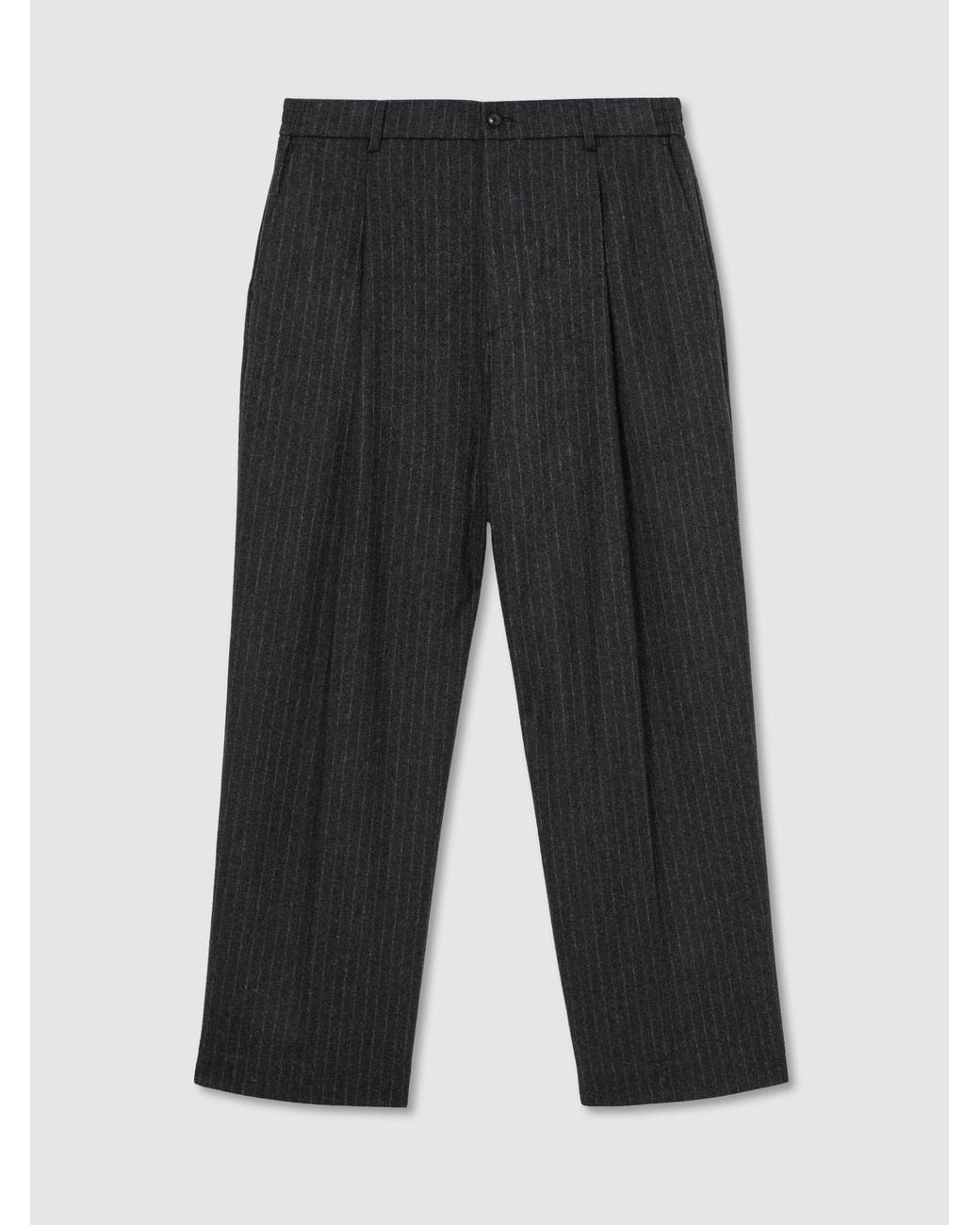 Reiss Gray Monogram Wool-Blend Chalk-Stripe Suit Trousers Relaxed-Fit for men