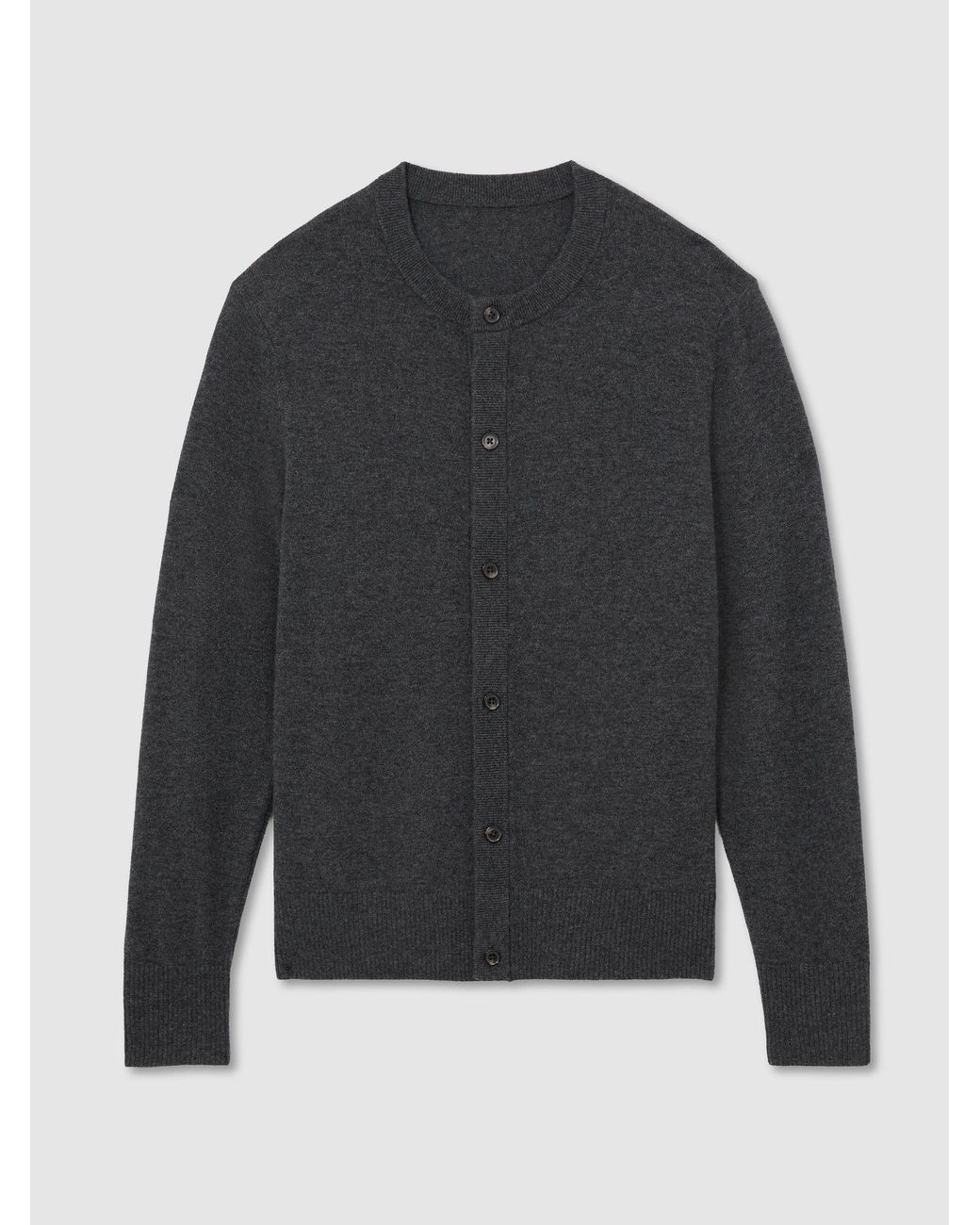 Reiss Black Wool-Cashmere Jersey-Knit Cardigan for men