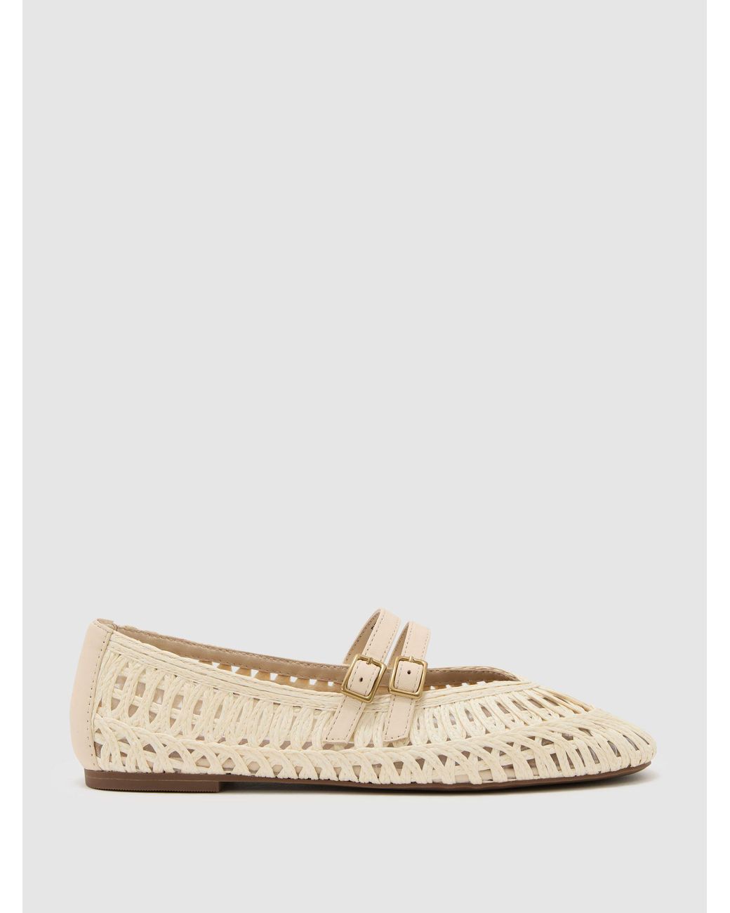 Reiss Blue Woven Ballerina-Strap Flats