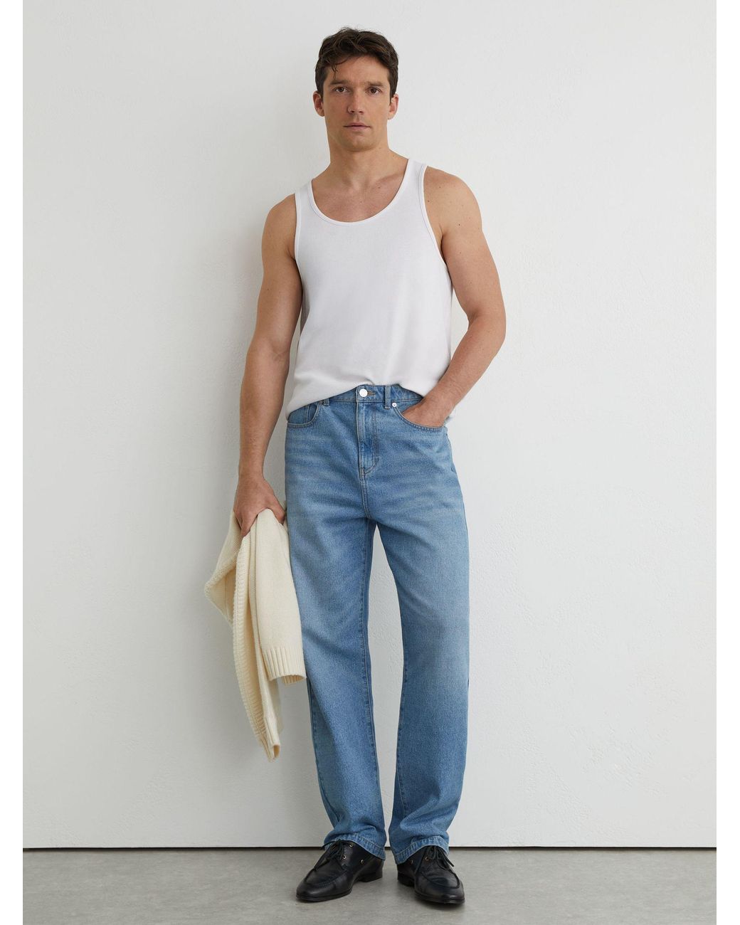Reiss White Stretch-Cotton Ribbed Vest for men