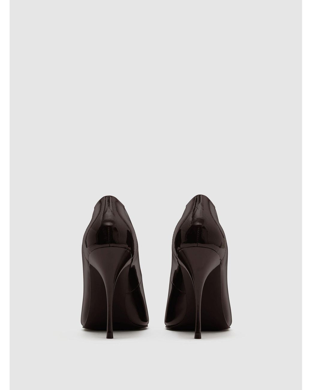 Reiss Black Patent Leather Pointed-Toe Stiletto Court Shoes