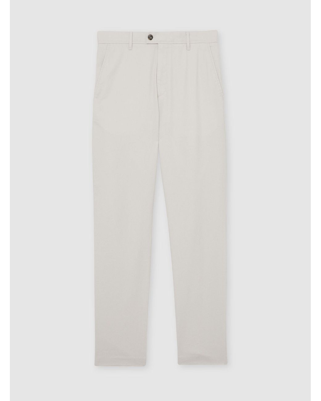 Reiss White Cotton Piqué Chino Trousers for men