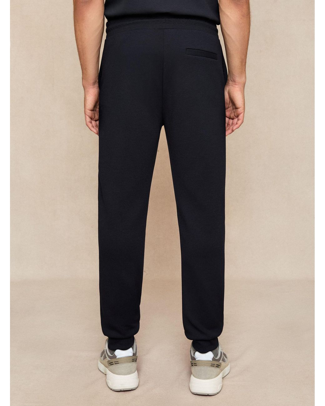 Reiss Black Premier - Navy Blue Interlock Joggers for men