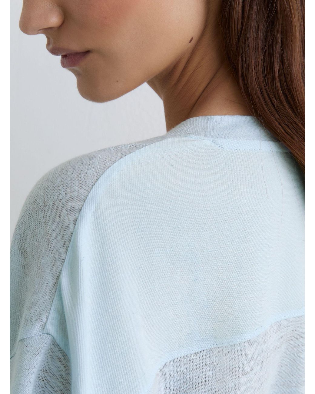 Reiss White Linen V-Neck T-Shirt