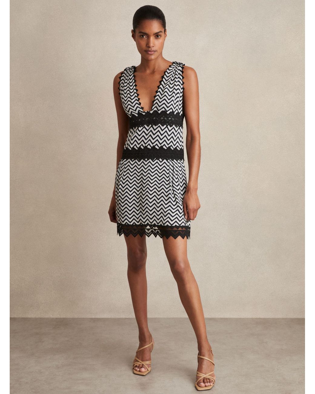 Reiss Blue Sophia Lace Mix Mini Dress