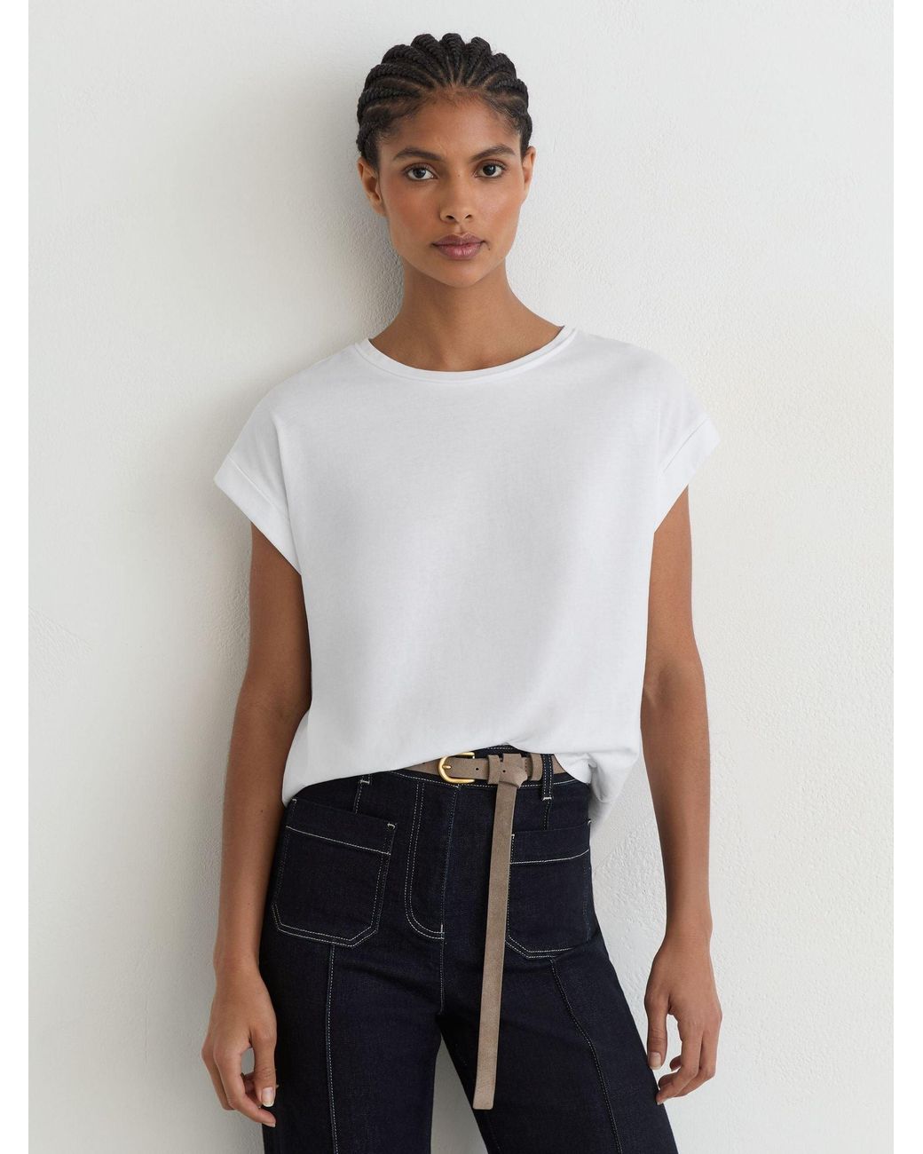 Reiss White Tommie Brushed-Cotton Crew-Neck T-Shirt