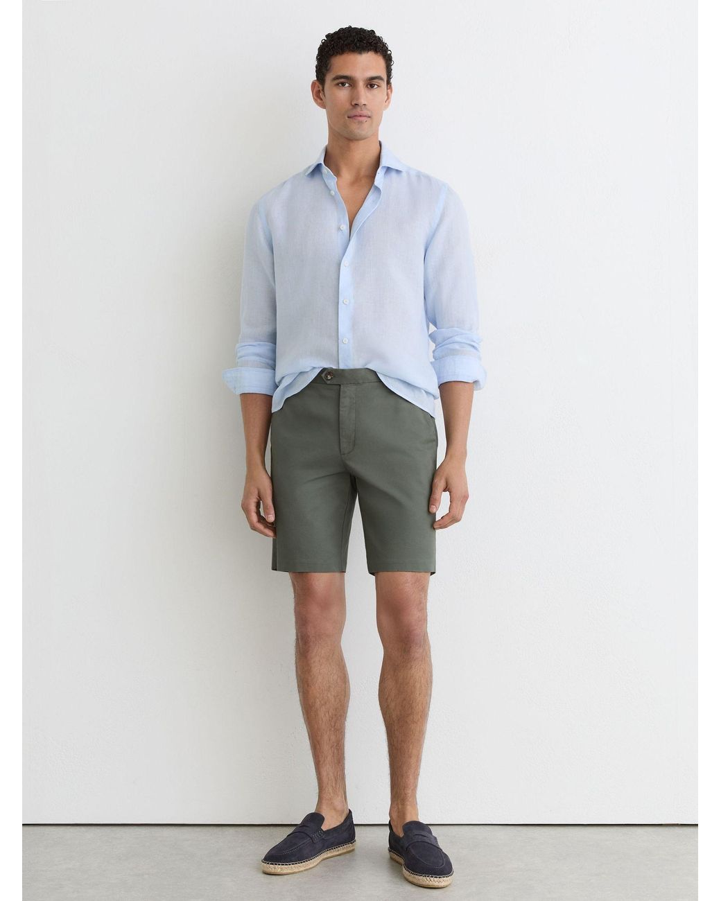 Reiss Blue Regular Length Cotton Chino Shorts With Stretch for men