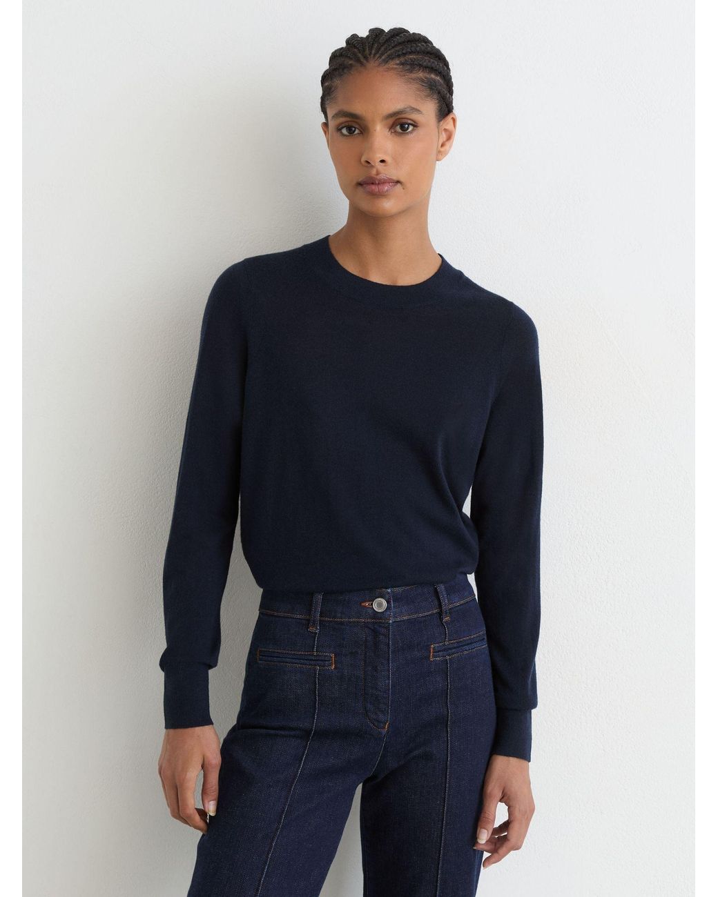Reiss Blue Ultra-Soft Merino Wool Crew-Neck Jumper