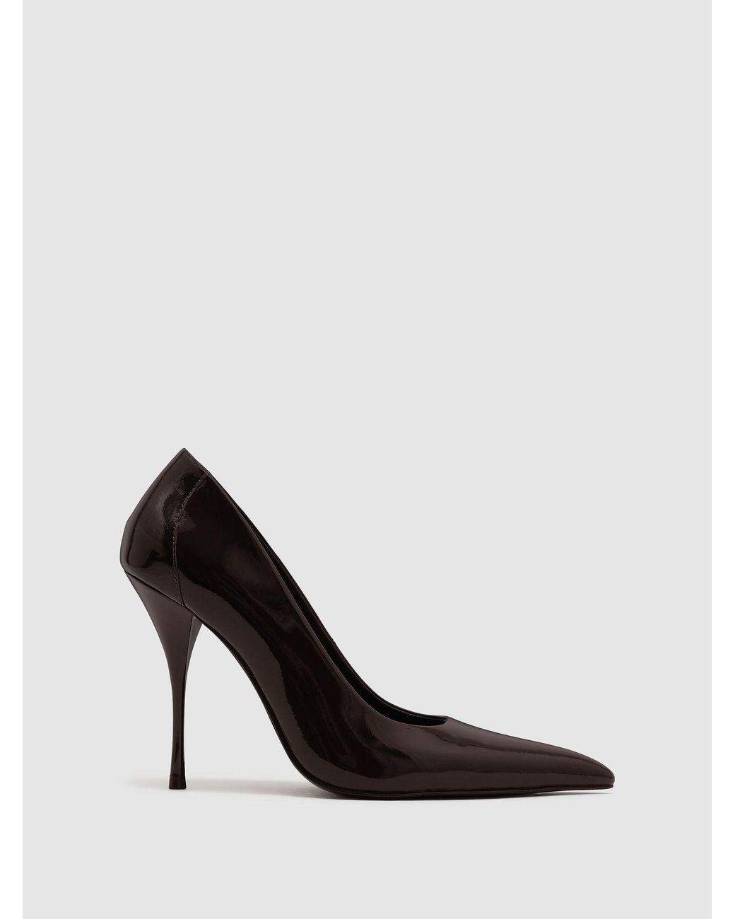 Reiss Black Patent Leather Pointed-Toe Stiletto Court Shoes