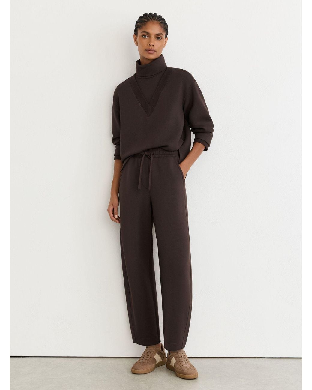 Reiss Abigail - Dark Chocolate Brown Premium Interlock Double-layer Sweatshirt, S (us 4-6)