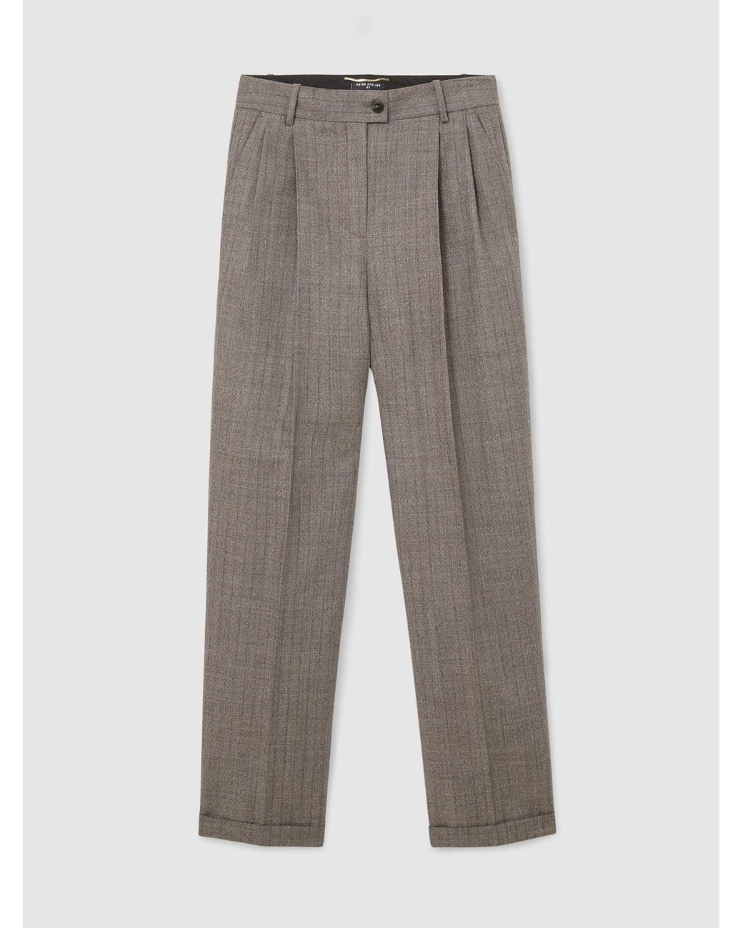 ATELIER Black Wool Wide-Leg Double-Pleat Trousers
