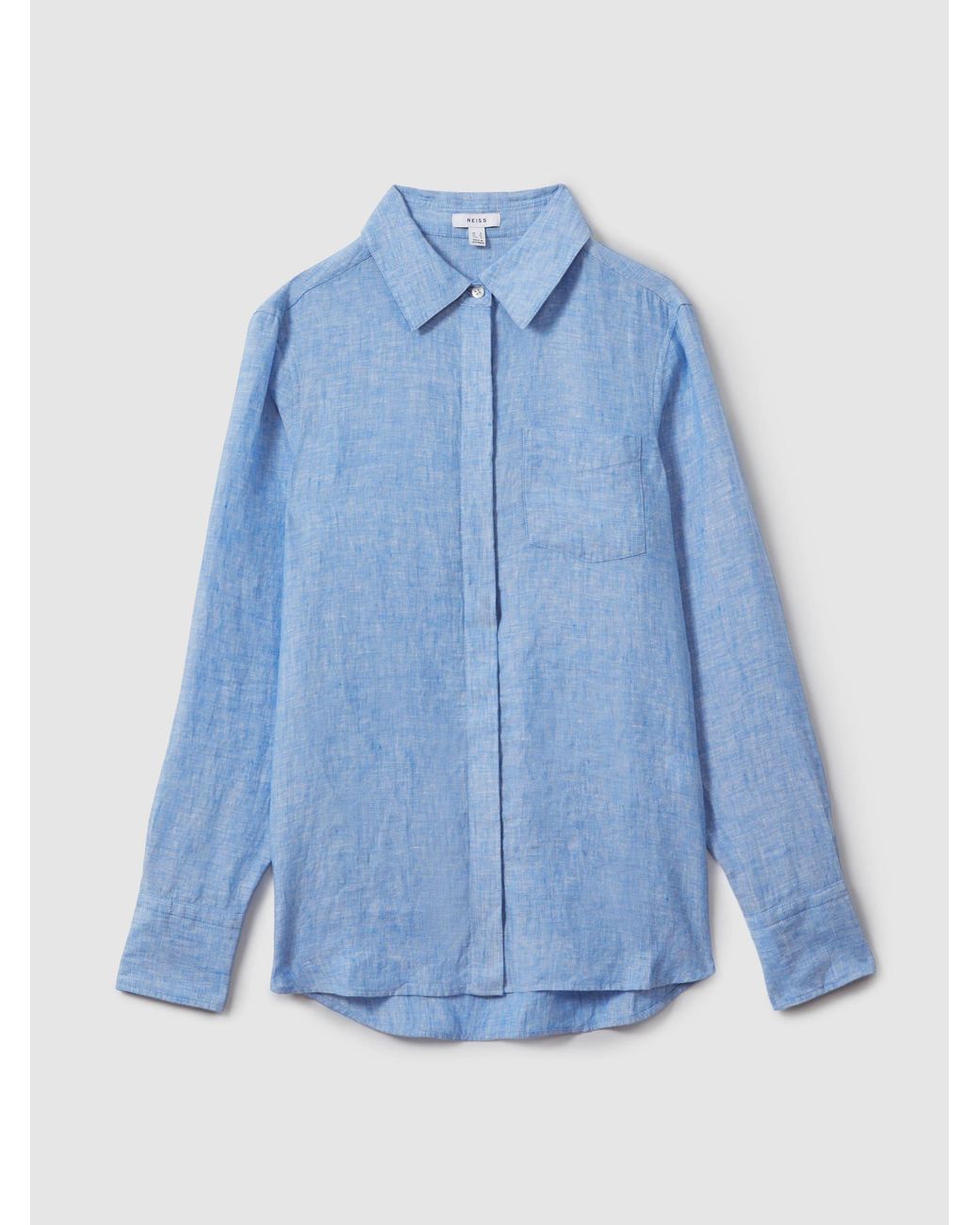 Reiss Belle - Blue Linen Button-through Shirt, Us 0