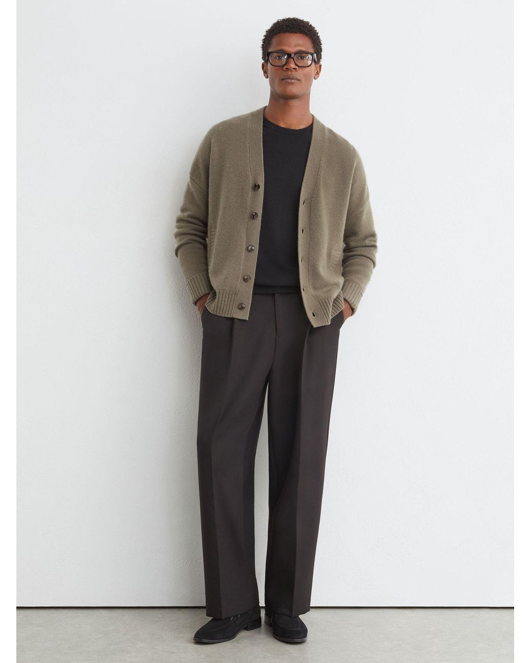 Reiss Natural Cashmere V-Neck Cardigan for men