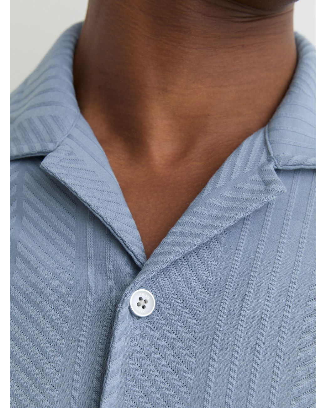 Reiss Blue Jacquard Cuban-Collar Shirt for men