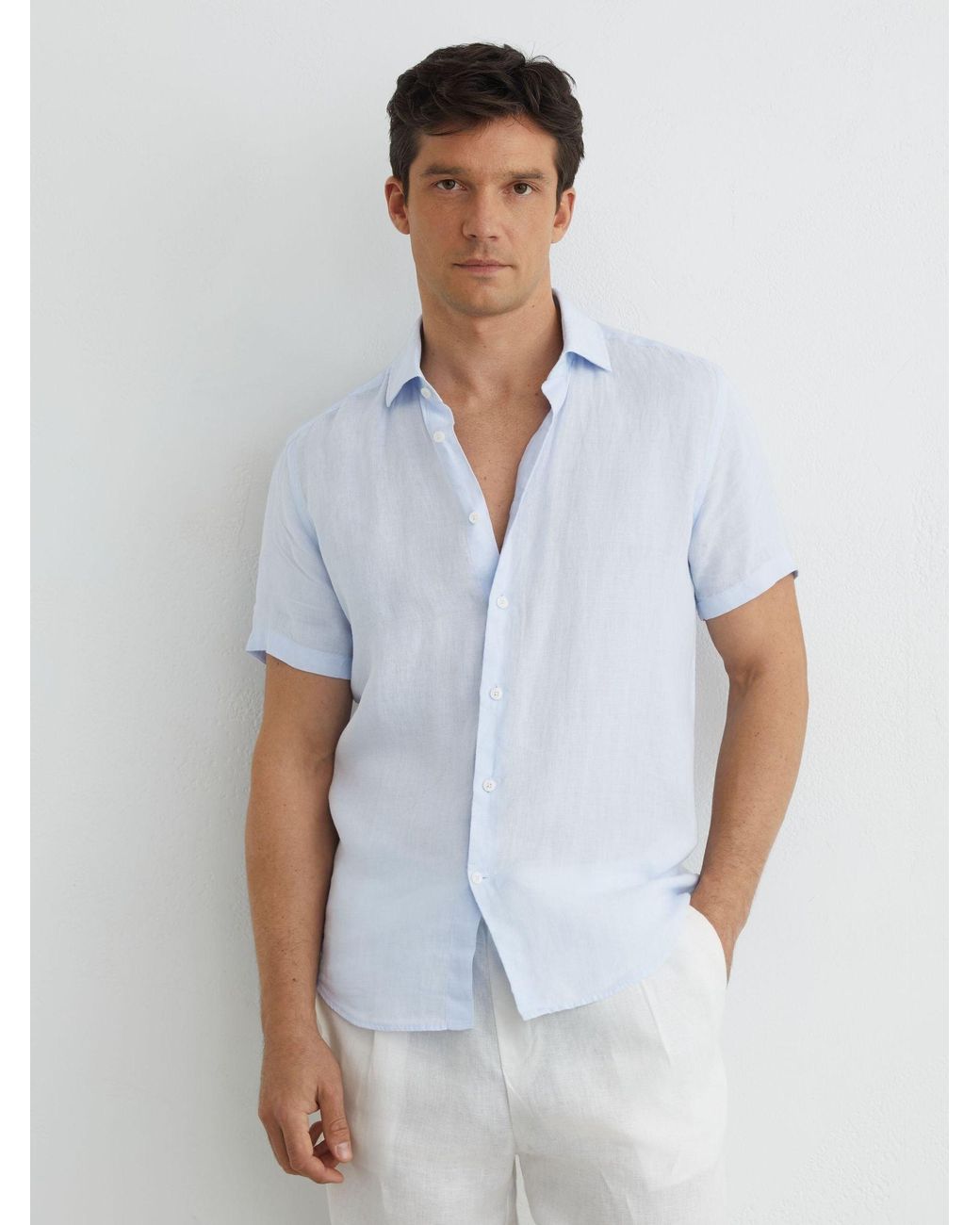 Reiss Multicolor Slim Fit Linen Button-Through Shirt for men
