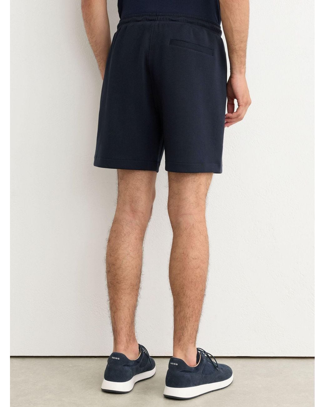 Reiss Blue Sueded Interlock Jersey Drawstring Shorts for men