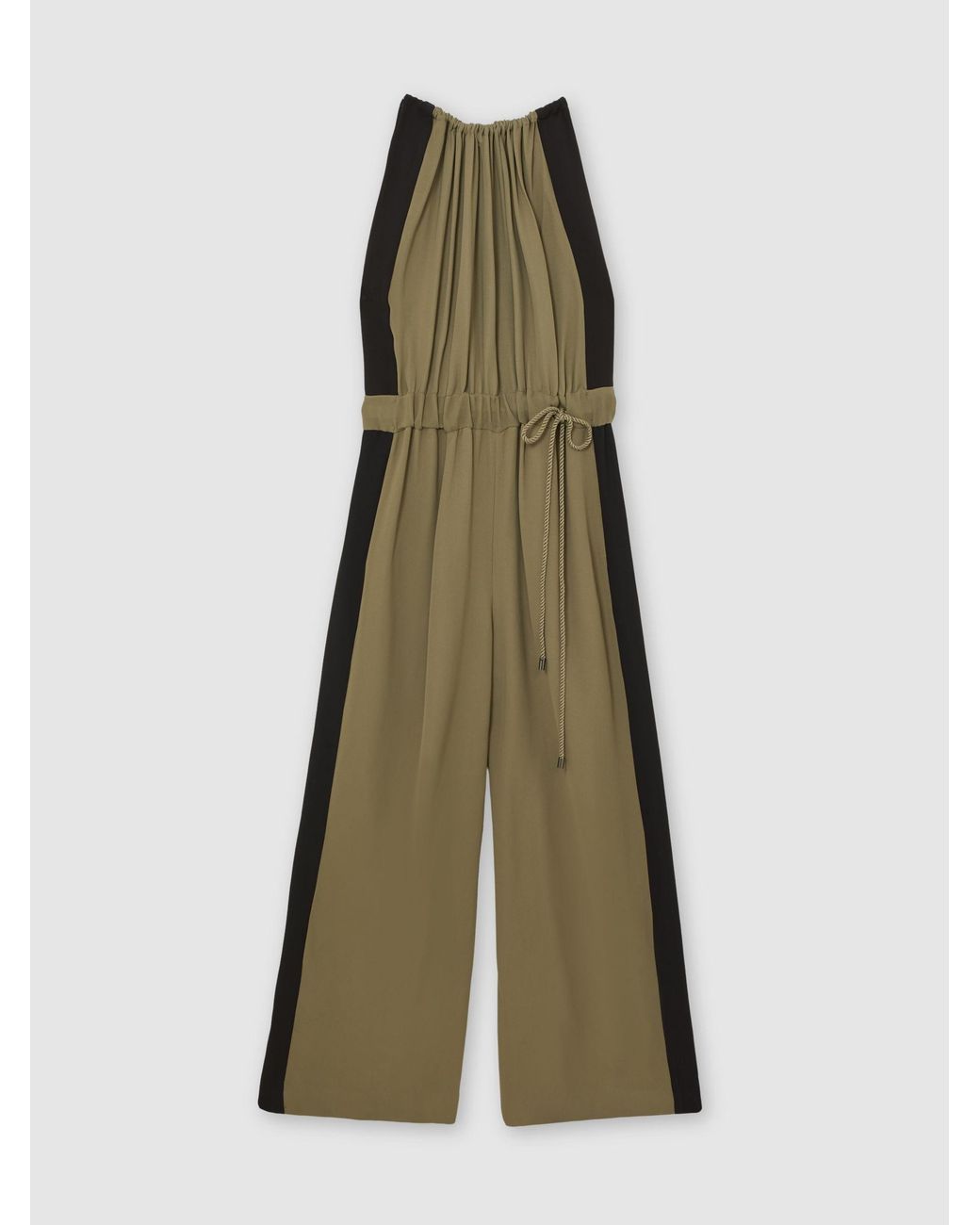 Reiss Green Color Block Gathered Wide-leg Jumpsuit