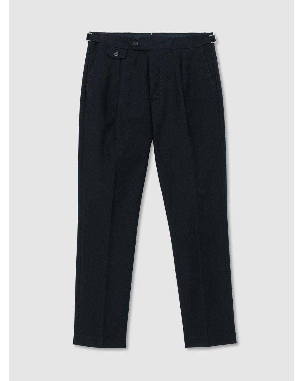 Reiss Blue Cotton-Blend Moleskin Tapered Trousers for men