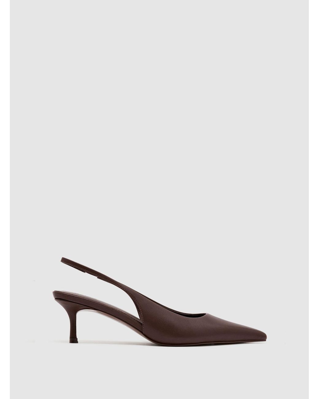 Reiss Black Leather Slingback Low-Heel Court Shoes