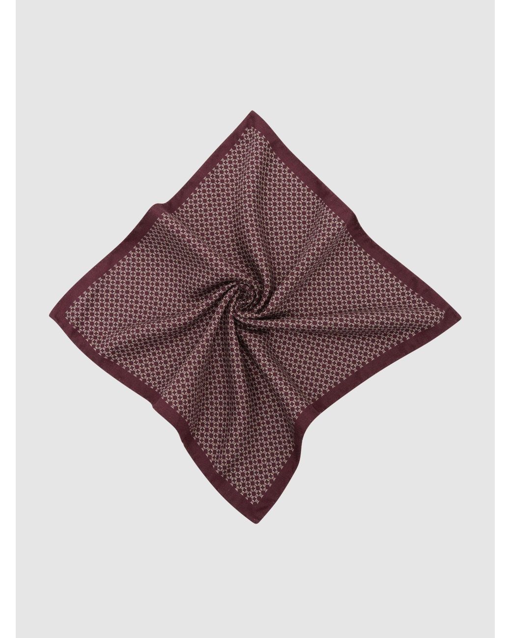 Reiss Purple Burgundy Gennaro Silk Geometric Chain-Print Pocket Square for men