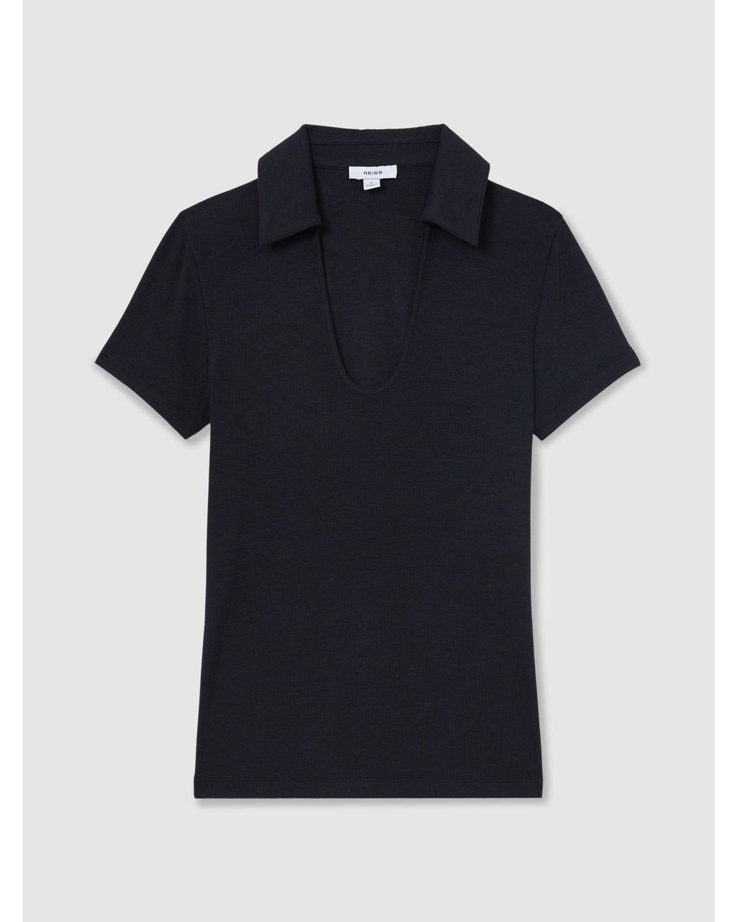 Reiss Blue Open-Collar Short-Sleeve Polo Top
