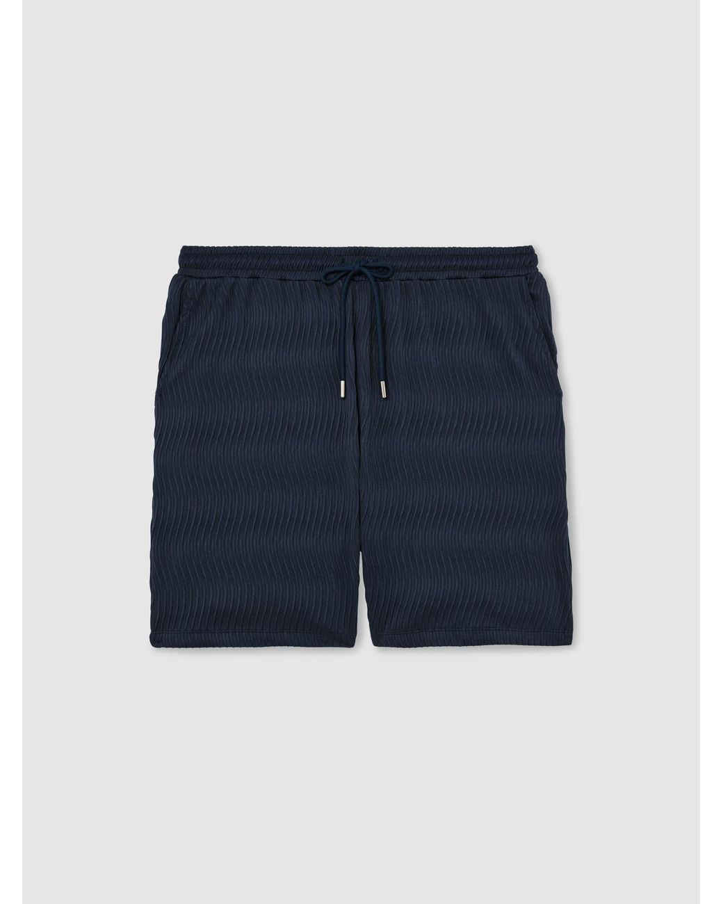 Reiss Blue Textured-Wave Drawstring Shorts for men