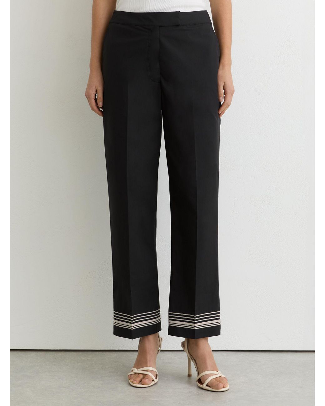 Reiss Multicolor Cotton Stripe-Detail Tapered Trousers