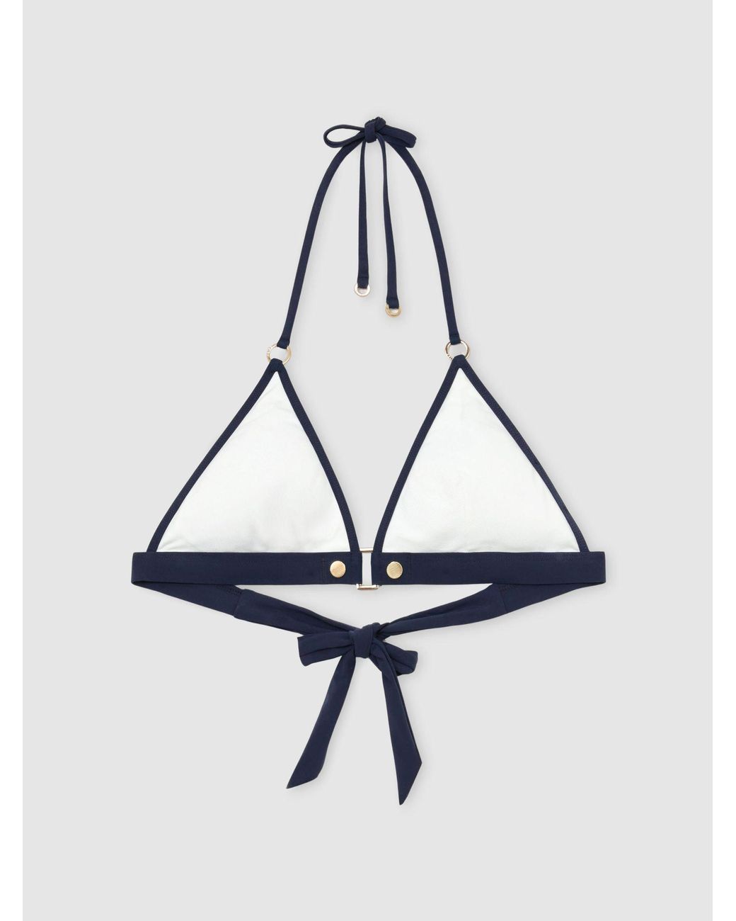 Reiss Blue Contrast Halterneck Triangle Bikini Top