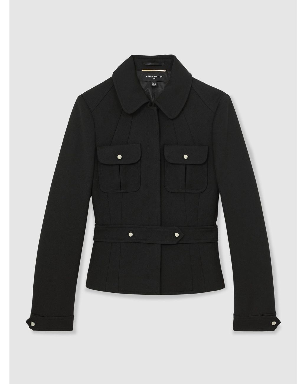 Reiss Black Atelier Wool Belted Jacket