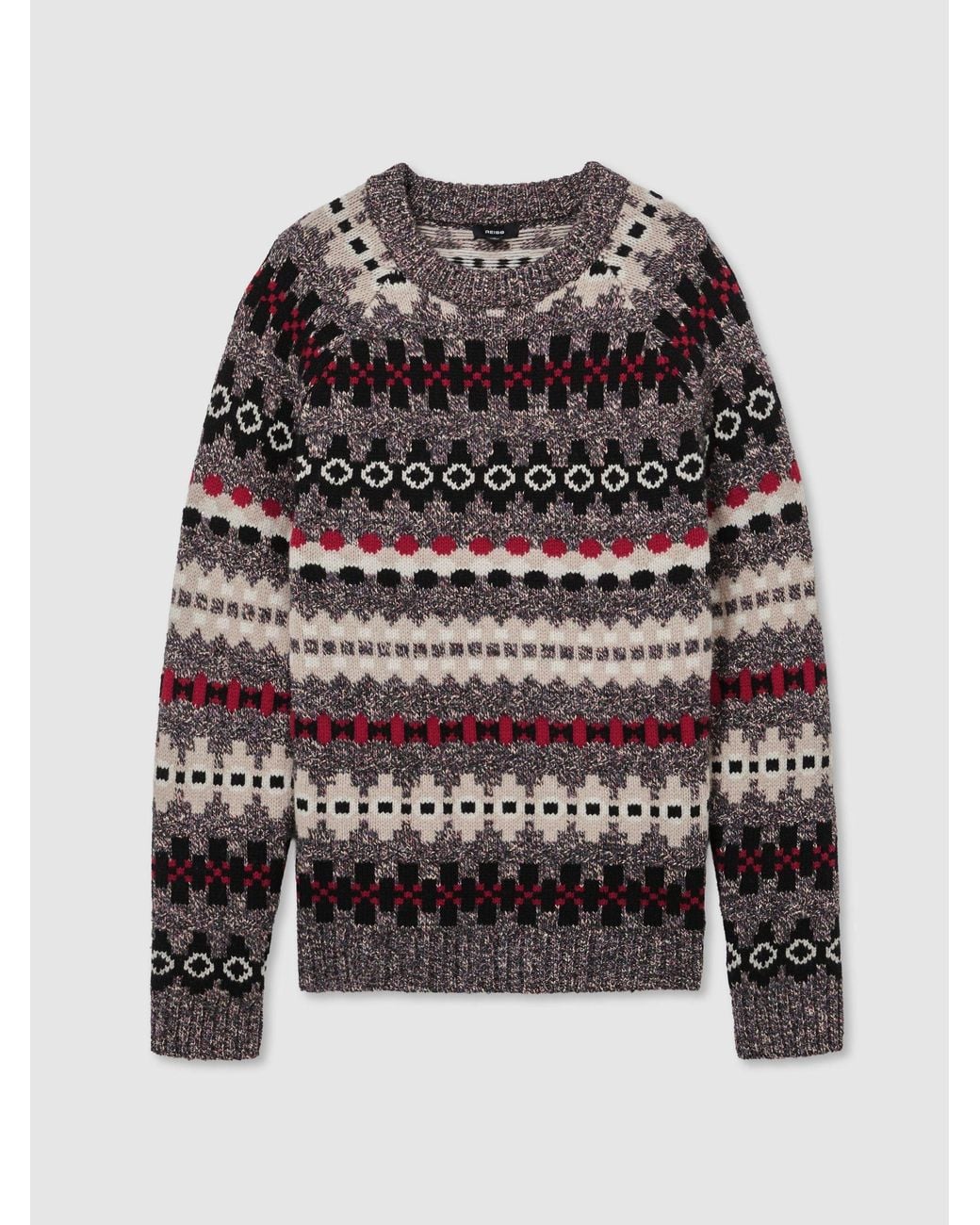 Reiss Multicolor Wool-Blend Tweed-Jacquard Crew-Neck Jumper for men